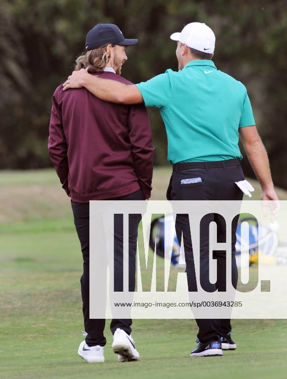 Golf - 2018 Sky Sports British Masters - Thursday, First Round Francesco Molinari of Italy arm in arm with Tommy Fleetwood of England, at Walton Heath Golf Club. COLORSPORT ANDREW COWIE