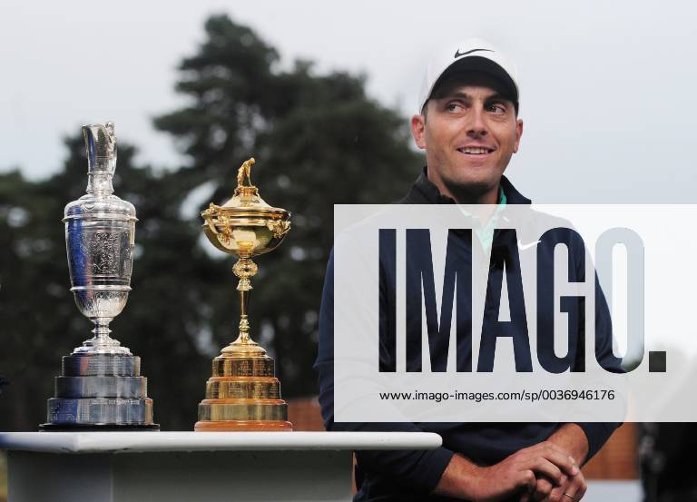 Golf - 2018 Sky Sports British Masters - Thursday, First Round Francesco Molinari of Italy with the Ryder Cup and the British Open trophy, winning both in 2018, at Walton Heath Golf Club. COLORSPORT ANDREW COWIE