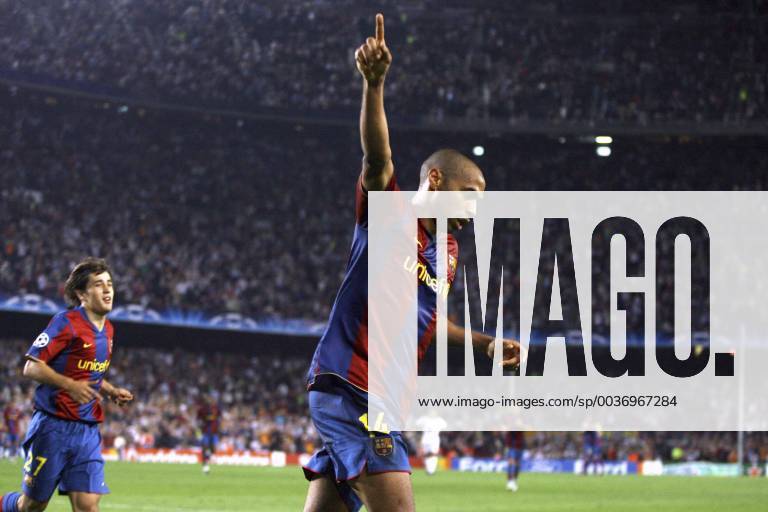 Joie de Thierry Henry apres son but- Barcelone Lyon - Champions League C1 - 19.09.2007 - Foot Football - OL- largeur attitude FOOTBALL : Thierry Henry - Nouvel entraineur de l AS Monaco - Retro - 13 10 2018 ABIBARD FEP PanoramiC