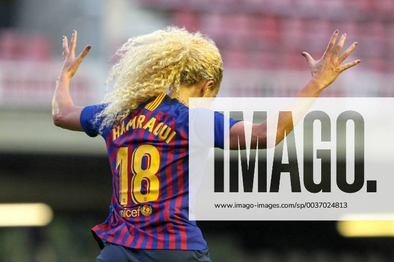 KW42 17th October 2018, Miniestadi, Barcelona, Spain; UEFA Womens Champions League football, Barcelona versus Glasgow City; Kheira Hamraoui of FC Barcelona Barca celebrates her goal for 1-0 in the 12th minute ActionPlus12070747 PedroxSalado