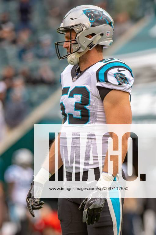 PHILADELPHIA, PA - OCTOBER 21: Carolina Panthers linebacker Ben Jacobs (53) during the National Football League game between the Carolina Panthers and the Philadelphia Eagles on October 21, 2018 at Lincoln Financial Field in Philadelphia, PA. (Photo by John Jones Icon Sportswire) NFL American Football Herren USA OCT 21 Panthers at Eagles Icon18102159