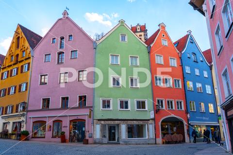 Beautiful colorful romantic city of Fussen Germany . allgau german houses fssen square centre tower gorgeous destination romantic vivid buildings color village fuessen old town castle colorful downtown european city germany historical tourism house building view street bavarian cityscape landmark europe architecture famous historic town old center medieval history ancient fussen outdoor urban bavaria culture travel facade traditional sky