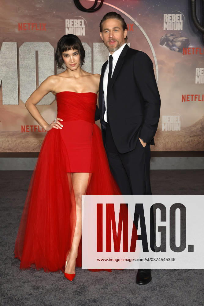HOLLYWOOD, CA - DECEMBER 13: Sofia Boutella and Charlie Hunnam at the LA Premiere of Rebel Moon - Part One: A Child of Fire on December 13, 2023 at the TCL Chinese Theatre in Hollywood California.