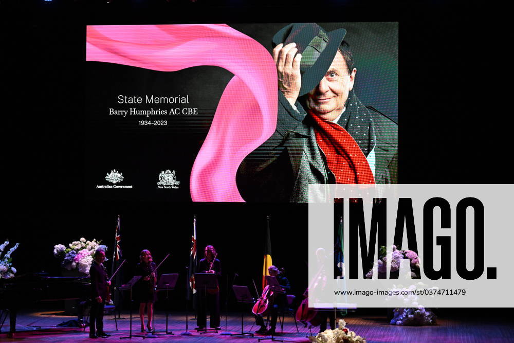 BARRY HUMPHRIES STATE MEMORIAL SYDNEY, The State Memorial Service for Australian comedian and actor Barry Humphries at the Sydney Opera House in Sydney, Friday, December 15, 2023. A State Memorial Service for Barry Humphries will recognise the late entertainer?s contribution to Australian arts and entertainment. ( NO ARCHIVING, , NO USE IN BOOKS WITHOUT CONSENT SYDNEY NEW SOUTH WALES AUSTRALIA