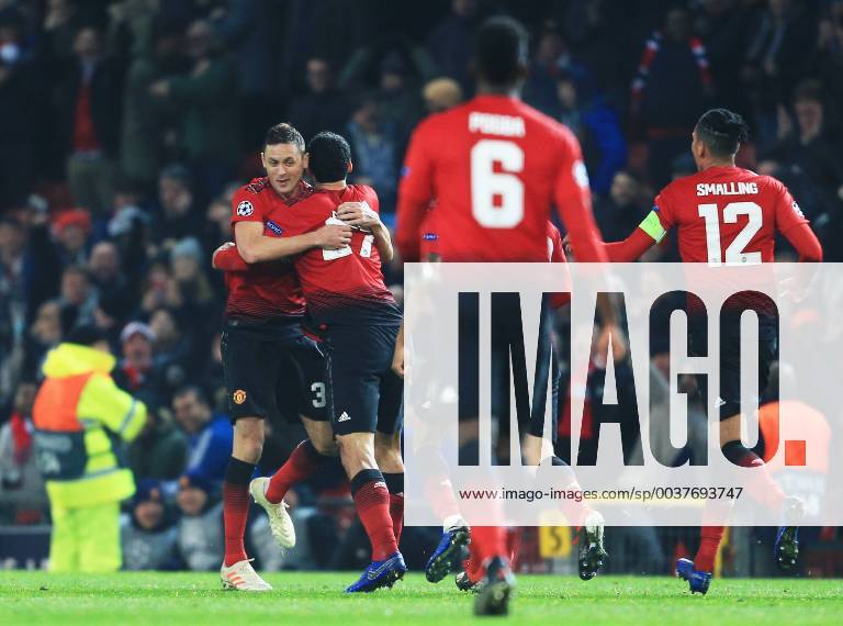 Manchester United ManU s Marouane Fellaini celebrates after scoring his teams first goal during the UEFA Champions League match at Old Trafford, Manchester. Picture date 27th November 2018. Picture credit should read: Matt McNulty Sportimage .