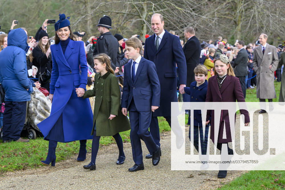 Members of the British Royal Family attend the Christmas Day service at Sandringham Featuring: Catherine Princess of Wales, Princess Charlotte, Prince George, Prince William, Prince Louis, Mia Tindall Where: Sandringham, Norfolk, United Kingdom When: 25 Dec 2023 Credit: Cover Images . NOT FOR USE BY NEWSPAPERS BASED IN THE UK.