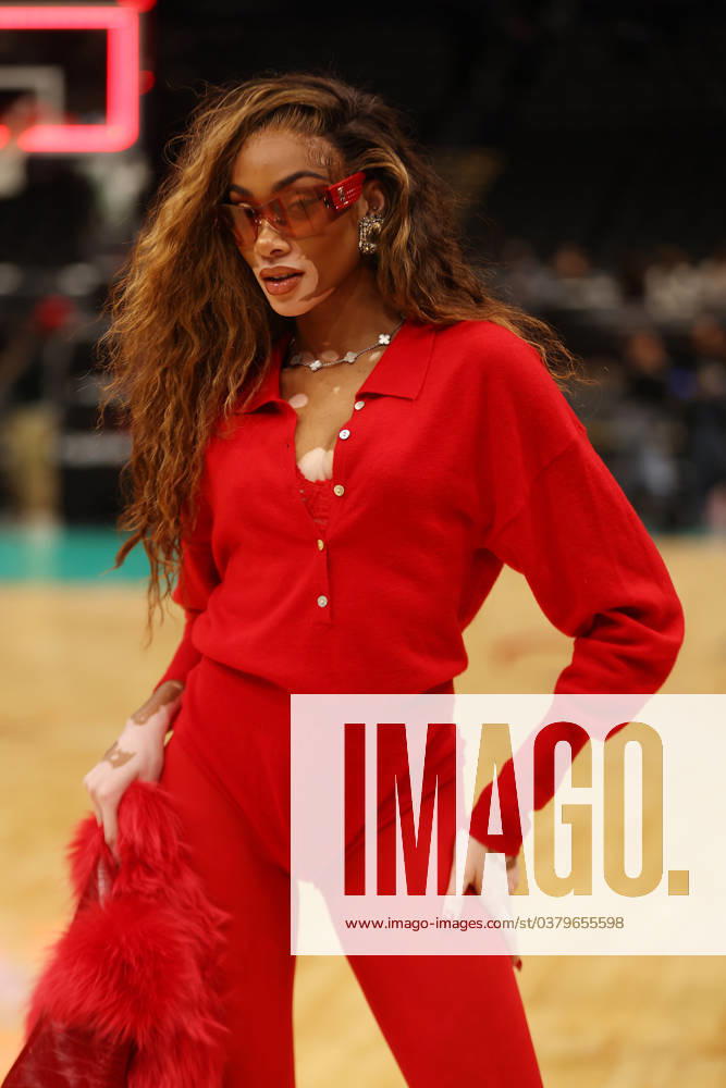 WASHINGTON, D.C. - DECEMBER 26: Winnie Harlow attends the Washington Wizards vs Orlando Game at the Capital One Arena in Washington, D.C. on December 26, 2023.