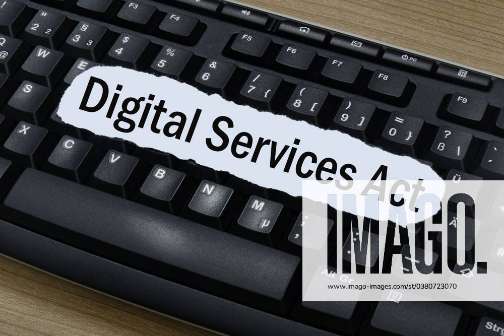 Tastatur und Digital Services Act Tastatur und Digital Services Act, 29.12.2023, Borkwalde, Brandenburg, Auf einer Computertastatur befindet sich der Schriftzug Digital Sevices Act.