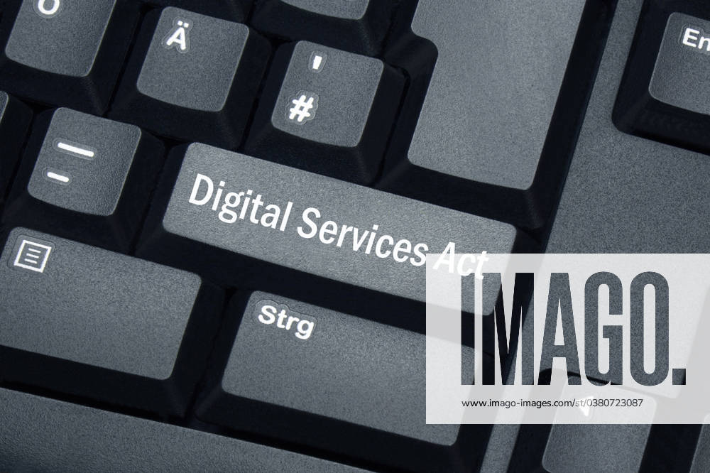 Tastatur und Digital Services Act Tastatur und Digital Services Act, 29.12.2023, Borkwalde, Brandenburg, Auf einer Computertastatur befindet sich der Schriftzug Digital Sevices Act.