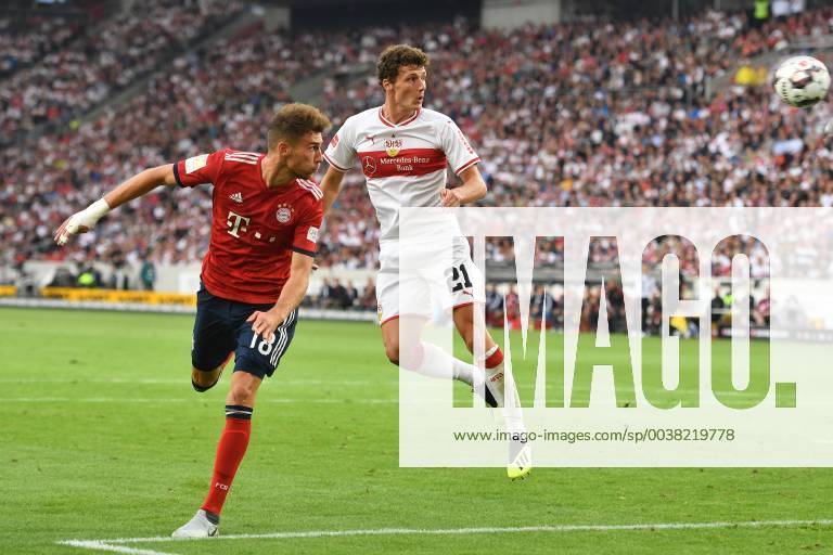 Benjamin Pavard (VFB Stuttgart) wechselt im Sommer zum FC Bayern Muenchen Archivfoto: Juan BERNAT (Bayern Muenchen), Aktion,Zweikampf gegen Benjamin Pavard (VFB Stuttgart) , Strafraumszene,Kopfball. Fussball 1. Bundesliga, 2.Spieltag,Spieltag02, VFB Stuttgart-FC Bayern Muenchen 0-3, am 01.09.2018 in Stuttgart Deutschland. MERCEDES BENZ ARENA. DFL REGULATIONS PROHIBIT ANY USE OF PHOTOGRAPHS AS IMAGE SEQUENCES AND OR QUASI-VIDEO. Â