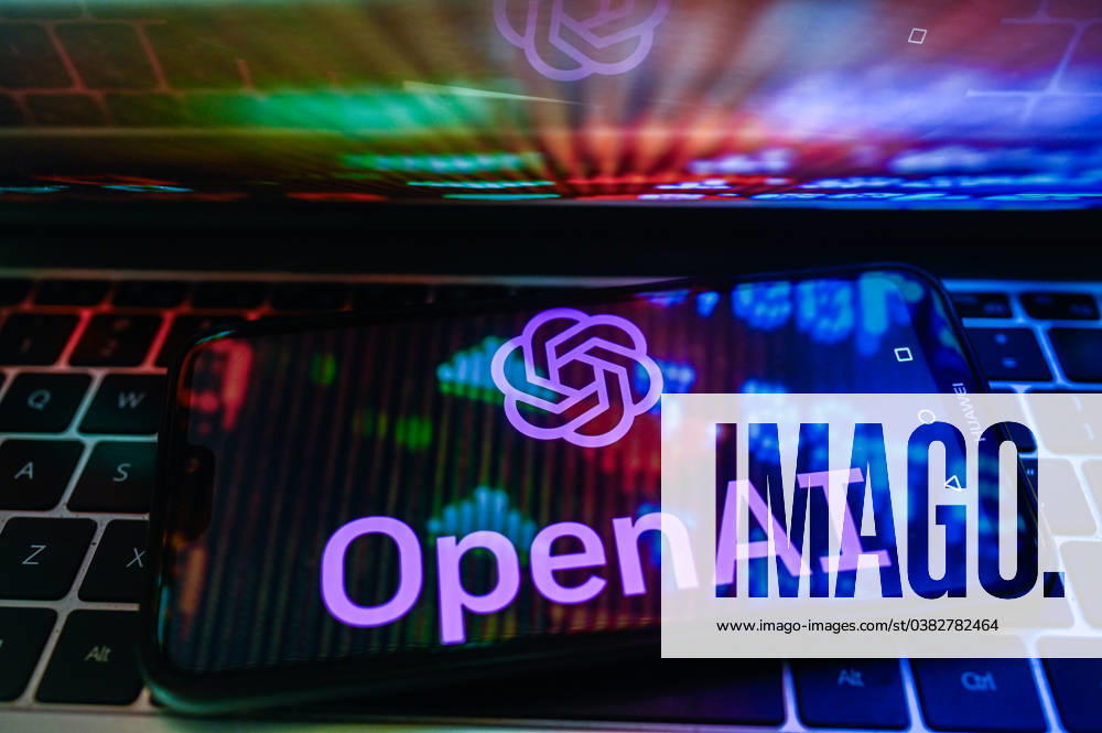 Photo illustration in Poland. In this photo illustration an OpenAI logo is displayed on a smartphone with stock market percentages in the background. Poland