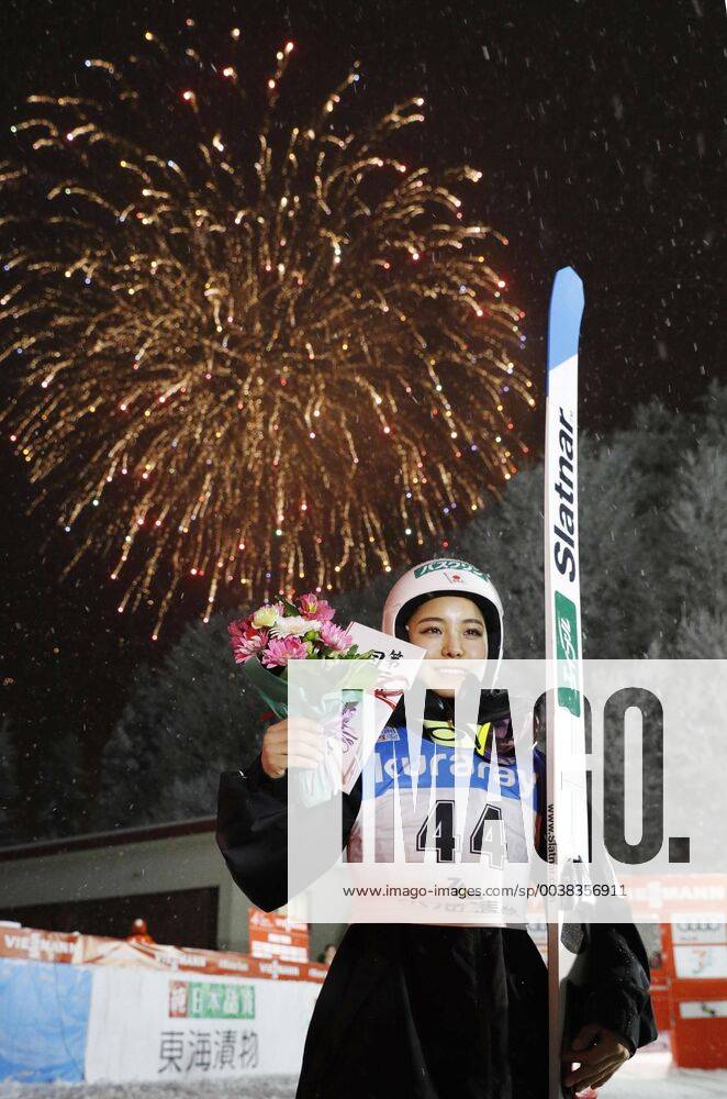 KW03 Ski jumping Skispringen Ski nordisch World cup event in Japan Sara Takanashi of Japan poses for photos after finishing second in a ski jumping World Cup event at the Zao resort in northeastern Japan s Yamagata Prefecture on Jan. 18, 2019.