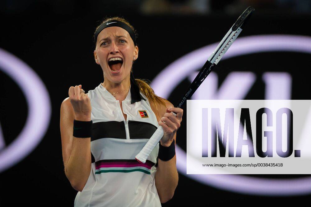 Melbourne, AUSTRALIA - Petra Kvitova of the Czech Republic celebrates winning her quarter-final match at the 2019 Australian Open Grand Slam tennis tournament 2019 Australian Open - 21 Jan - ZUMAa181 20190122_zaa_a181_011