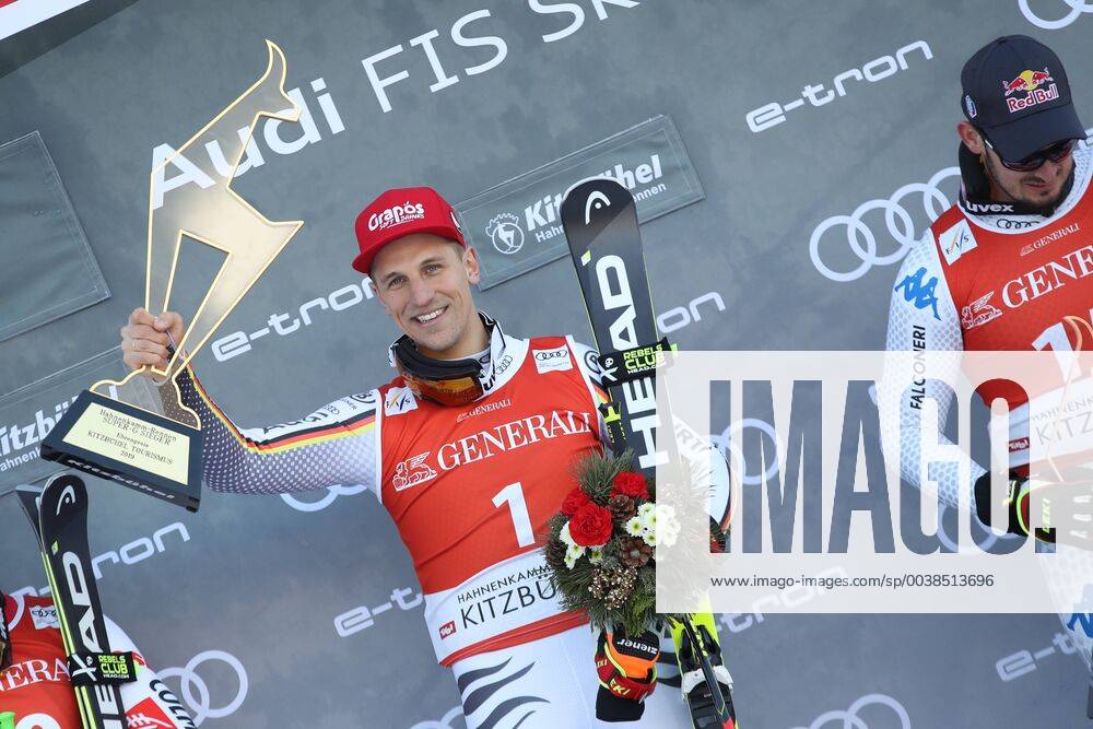 KW04 ALPINE SKIING - FIS WC Kitzbuehel KITZBUEHEL,AUSTRIA,27.JAN.19 - ALPINE SKIING - FIS World Cup, Hahnenkamm-race, Super G, men. Image shows Josef Ferstl (GER). Keywords: trophy. GEPAxpictures xChristianxWalgram