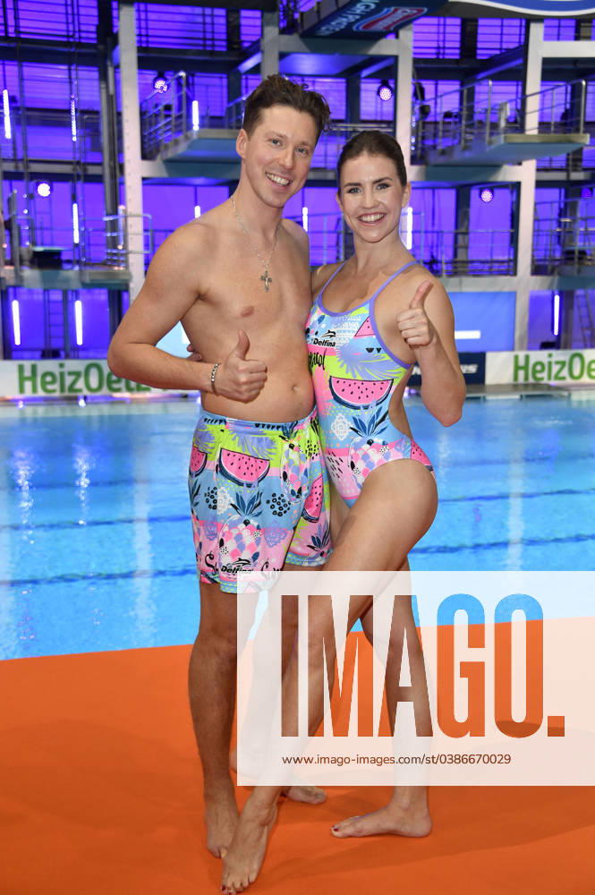 Valentin Lusin und Mariia Maksina beim Photocall zur Fernsehshow RTL Turmspringen aus der Schwimm- und Sprunghalle im Europasportpark Berlin. Berlin