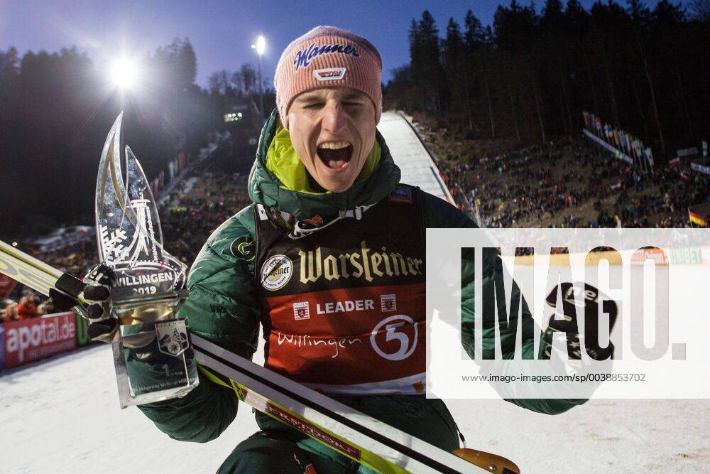 KW07 Karl Geiger, Deutschland, Gewinner des Weltcup Skispringen Mühlenkopfschanze Willingen Deutschland am 16. Februar 2019, Weltcup Skispringen Willingen Deutschland am 16. Februar 2019