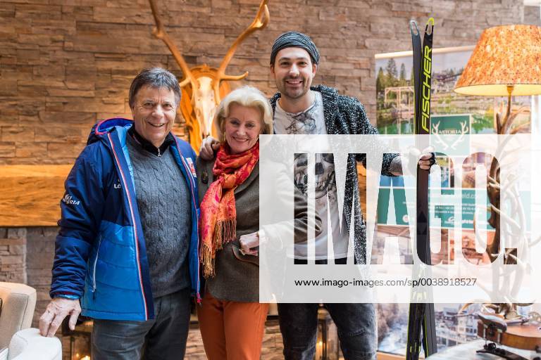 NORDIC SKIING - FIS Nordic World Ski Championships Seefeld 2019 SEEFELD,AUSTRIA,20.FEB.19 - NORDIC SKIING - FIS Nordic World Ski Championships Seefeld 2019, side event, photocell Garrett Schroecksnadel. Image shows president Peter Schroecksnadel (OESV), Elisabeth Guertler-Mauthner (Hotel Astoria) and violinist David Garrett. GEPAxpictures xDanielxGoetzhaber