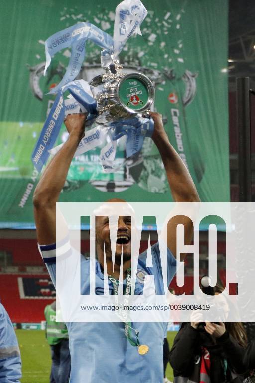 Vincent Kompany of Manchester City celebrates during the EFL Carabao Cup Final between Chelsea and Manchester City at Wembley Stadium, London, England on 24 February 2019.