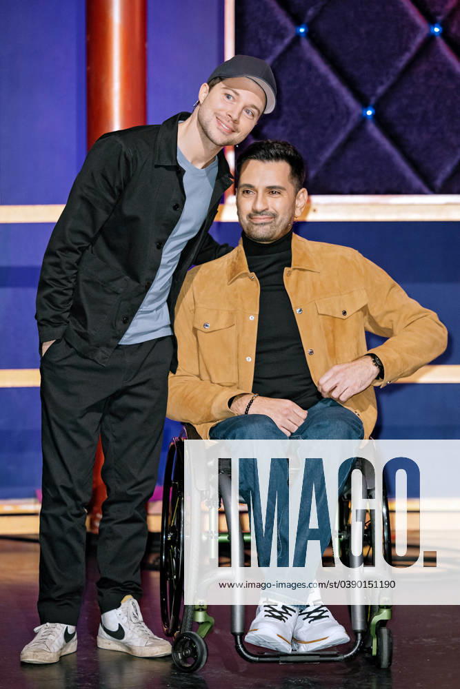 MDR - Riverboat. Schauspieler Tan Caglar und Jascha Rust anläßlich der Aufzeichnung der MDR - Talkshow Riverboat am 19.01.2024 in der Mediacity Leipzig. 20240119SFL0035