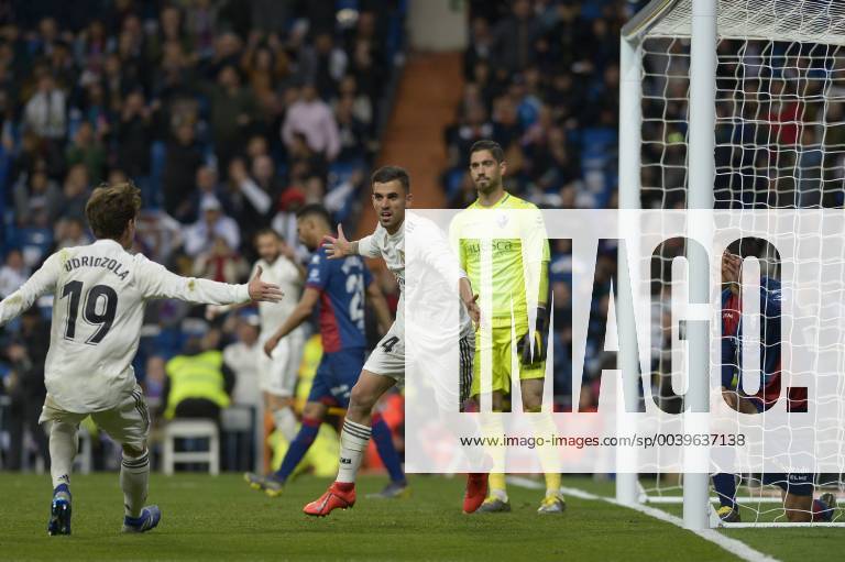Madrid, Madrid, Spain - Dani Ceballos of Real Madrid celebrates after the second goal during a match between Real Madrid vs SD Huesca for La Copa del Rey at Santiago Bernabeu Stadium on March 31, 2019 in Madrid, Spain. Real Madrid CF v SD Huesca - La Liga - ZUMAn230 20190331_zaa_n230_956
