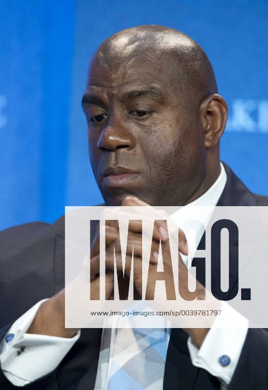 Beverly Hills, California, United States of America - Earvin Magic Johnson steps down as Lakers president of basketball operations prior to team s final game of 2018-19 season on Tuesday, April 9, 2019 with the Trailblazers. FILE PHOTO: Earvin (Magic) Johnson, Chairman and CEO, Magic Johnson Enterprises; NBA Basketball Herren USA Hall of Famer; Co-Owner, Los Angeles Dodgers during the Milken Institute Global Conference held Monday, April 29, 2013 at the Hilton Hotel in Beverly Hills, California. JAVIER ROJAS PI Magic Johnson leaves Lakers - ZUMAp124 20190409_zaa_p124_002