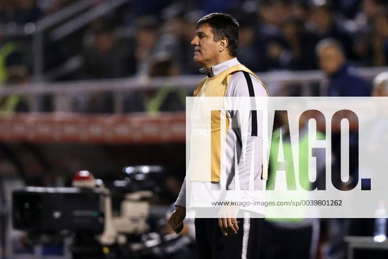 Futbol, Universidad Catolica vs Libertad. Copa Libertadores 2019 El entrenador de Libertad Jose Chamot, dirige a sus jugadores durante el partido contra Universidad Catolica por el grupo H de Copa Libertadores en el estadio San Carlos de Apoquindo. Santiago de Chile. 10 04 2019 Javier Torres Photosport Football, Universidad Catolica vs Libertad. Copa Libertadores Championchip 2019 Libertad s head coach Jose Chamot, gives intructions to his payers during group H for Copa Libertadores Championship against Universidad Catolica at San Carlos de Apoquindo stadium. Santiago, Chile. 10 04 2019 Javier Torres Photosport Universidad Catolica vs Libertad, Copa Libertadores 2019