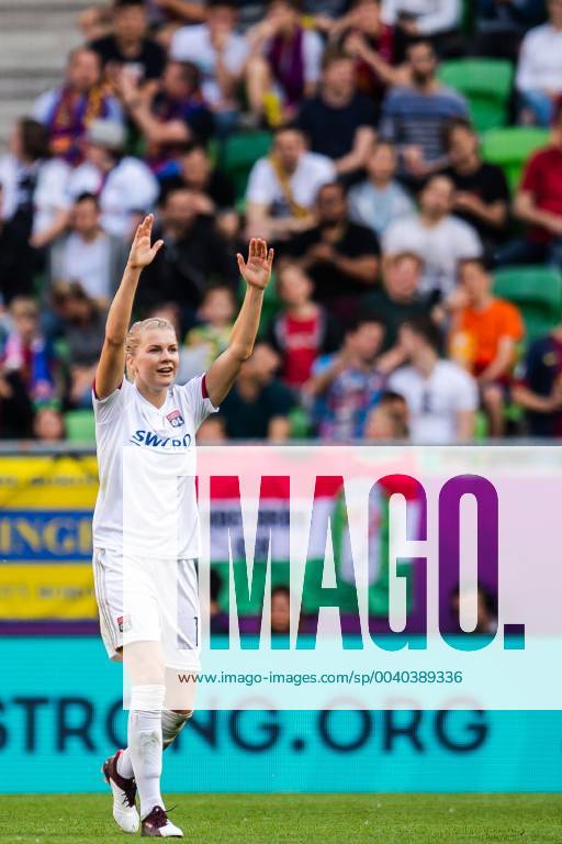 Ada Hegerberg of Lyon celebrates after 3-0 during the UEFA Women s Champions League final match between Lyon and Barcelona on May 18, 2019 in Budapest. Photo: Jon Olav Nesvold BILDBYRAN kod JE 160443