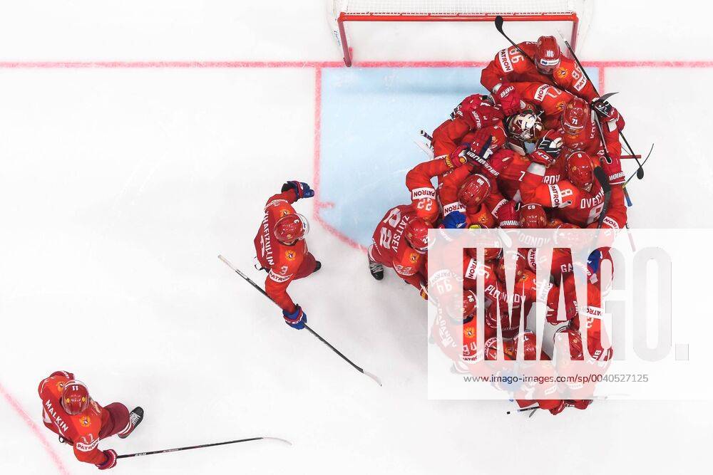 Players of Russia celebrate after the 2019 IIHF Ice hockey, Eishockey World Championship, WM, Weltmeisterschaft bronze medal game between Russia and Czech Republic on May 26, 2019 in Bratislava. Photo: Joel Marklund BILDBYRAN kod JM 87961