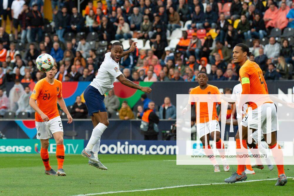 Guimares, Portugal - Raheem Sterling of England during the UEFA Nations League match between Netherlands and England at Estadio D. Afonso Henriques, Guimaro£es, Portugal on Thursday 6th June 2019. Netherlands v England - UEFA Nations League Semi-Final - ZUMAn230 20190606_zaa_n230_663