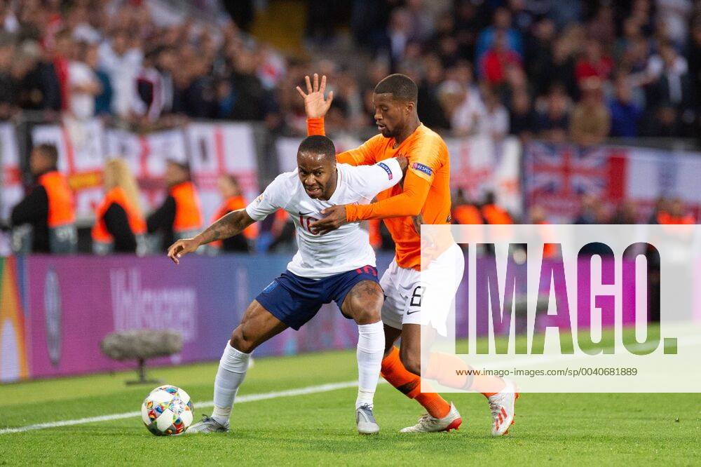 Guimares, Portugal - Raheem Sterling of England and Georginio Wijnaldum of the Netherlands during the UEFA Nations League match between Netherlands and England at Estadio D. Afonso Henriques, Guimaro£es, Portugal on Thursday 6th June 2019. Netherlands v England - UEFA Nations League Semi-Final - ZUMAn230 20190606_zaa_n230_674