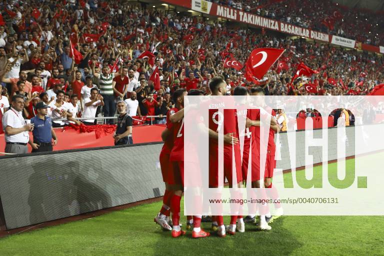 Turkeys Kaan Ayhan celebrate his goal with his team mates during Euro 2020 group H qualifying soccer match between Turkey and France at the Konya City Stadium in Konya, Turkey