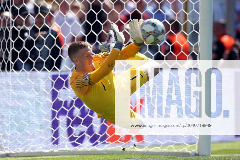 Switzerland v England UEFA Nations League 3rd Place Play-off Jordan Pickford of England makes the winning save during the penalty shoot out during the UEFA Nations League 3rd Place Play-off match at Estadio D. Afonso Henrique, Guimaraes Content Not Available For UK Newspapers