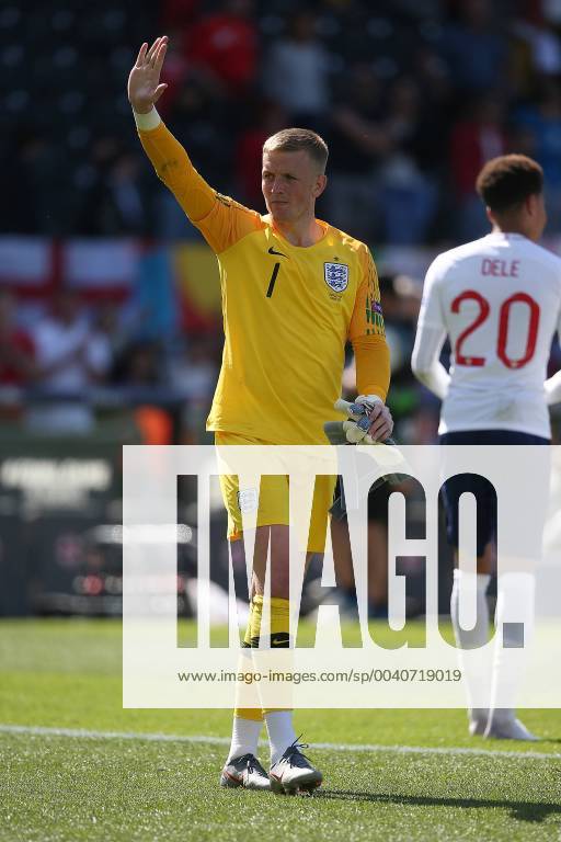 Switzerland v England UEFA Nations League 3rd Place Play-off Jordan Pickford of England celebrates victory at the end of the UEFA Nations League 3rd Place Play-off match at Estadio D. Afonso Henrique, Guimaraes Content Not Available For UK Newspapers