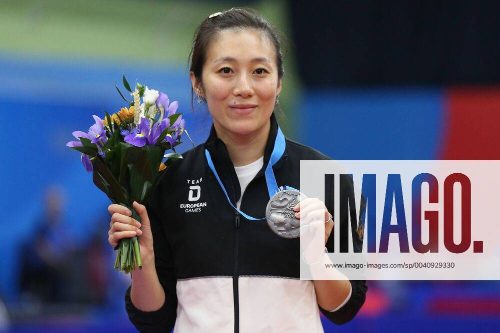 KW26 Han Ying, GER, during victory ceremony at 2nd Europaspiele in Minsk; 26 06 2019 -