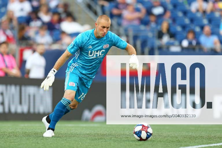 Foxborough, MA, USA; New England Revolution goalkeeper Brad Knighton (18) in action during an MLS, Fussball Herren, USA match between Philadelphia Union and New England Revolution at Gillette Stadium. CSM MLS 2019: Union vs Revolution JUN 26 - ZUMAc04_ 20190626_zaf_c04_060