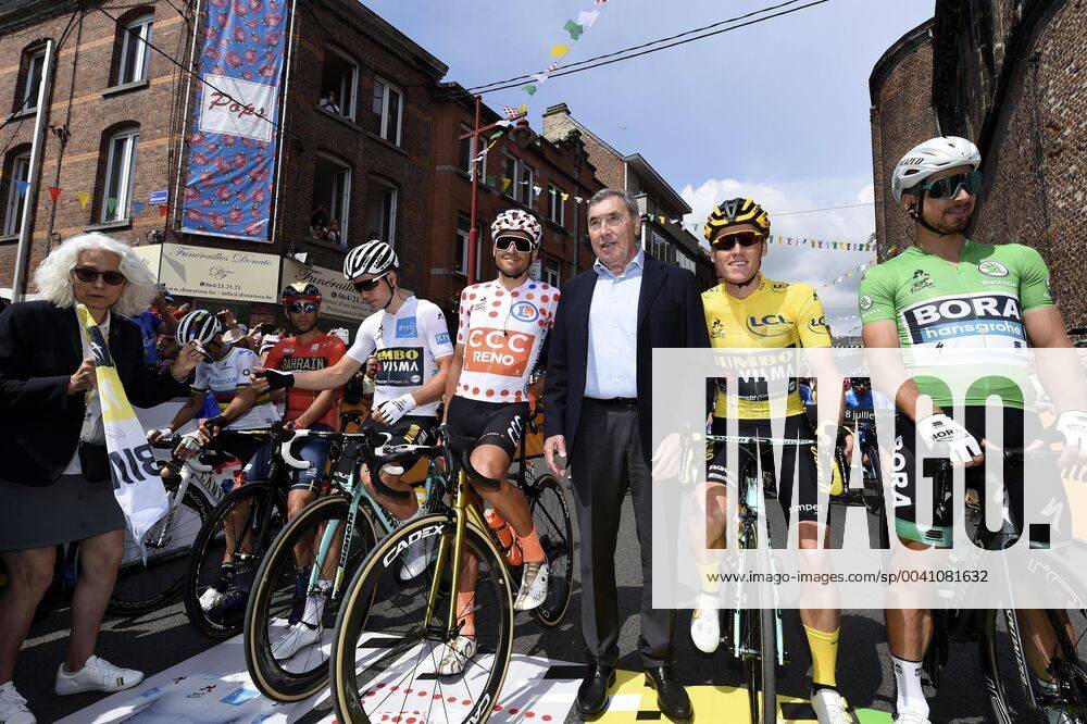 MERCKX EDDY , TEUNISSEN Mike (NED) of TEAM JUMBO - VISMA, VAN AVERMAET Greg (BEL) of CCC TEAM, SAGAN Peter (SVK) of BORA - HANSGROHE, VAN AERT Wout (BEL) of TEAM JUMBO - VISMA, NIBALI Vincenzo (ITA) of BAHRAIN - MERIDA CYCLISME : Tour de France 2019 - Etape 3 - Binche to Epernay - 08 07 2019 PhotoNews Panoramic