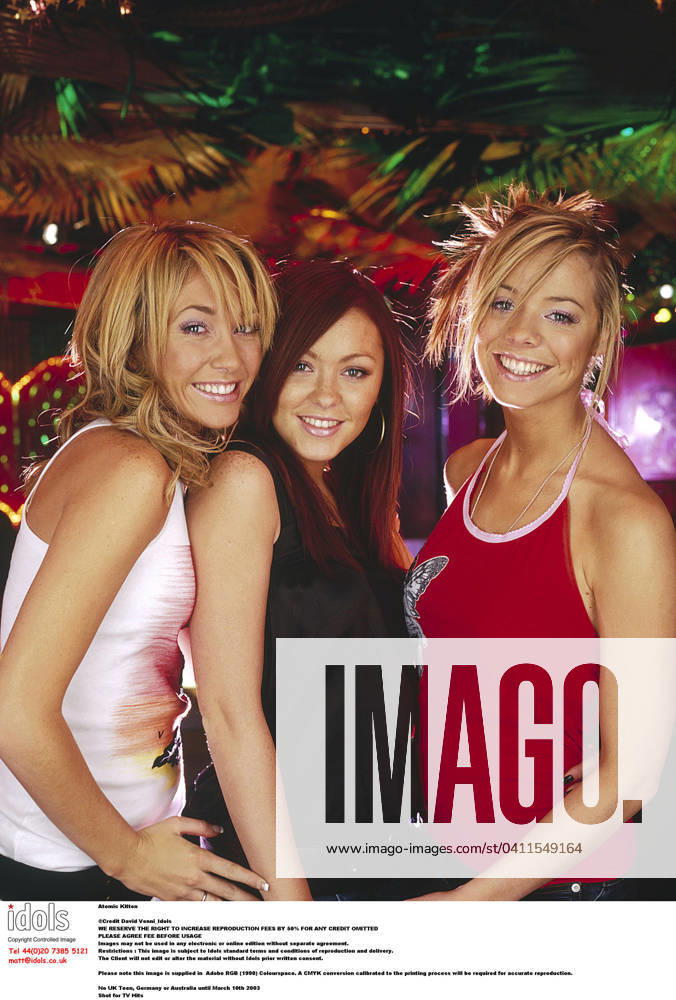 Atomic Kitten Natasha Hamilton, Liz McC.......... Atomic Kitten Natasha Hamilton, Liz McClarnon, Jenny Frost _ No UK Teen, Germany or Australia until March 10th 2003 Shot for TV Hits , Credit:David Venni Avalon