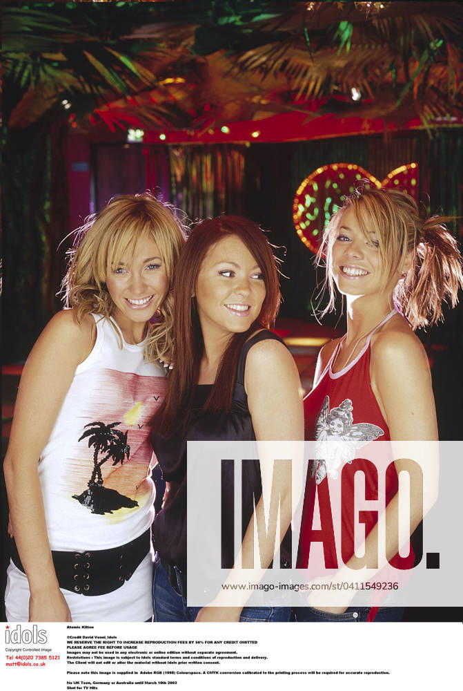 Atomic Kitten Natasha Hamilton, Liz McC.......... Atomic Kitten Natasha Hamilton, Liz McClarnon, Jenny Frost _ No UK Teen, Germany or Australia until March 10th 2003 Shot for TV Hits , Credit:David Venni Avalon