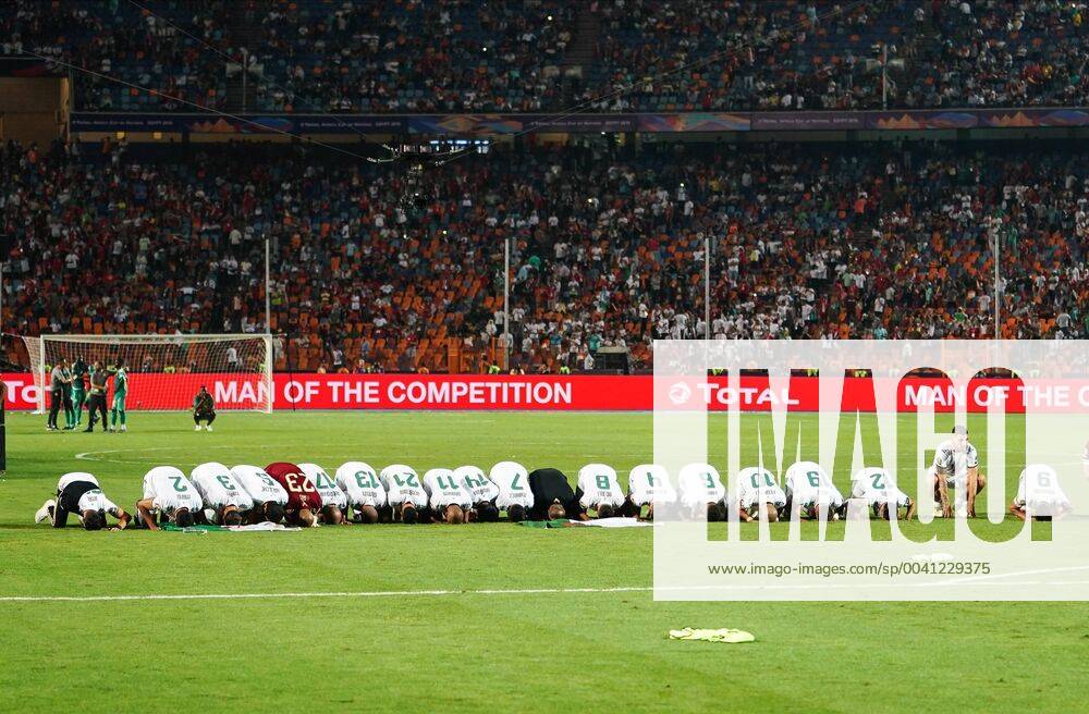 Cairo, Algeria, Egypt - FRANCE OUT July 19, 2019: Algerian Team celebrating the victory after the Final of 2019 African Cup of Nations match between Algeria and Senegal at the Cairo International Stadium in Cairo, Egypt. CSM. Algeria v Senegal - Final of 2019 African Cup of Nations - ZUMAc307 20190719_zsa_c307_048