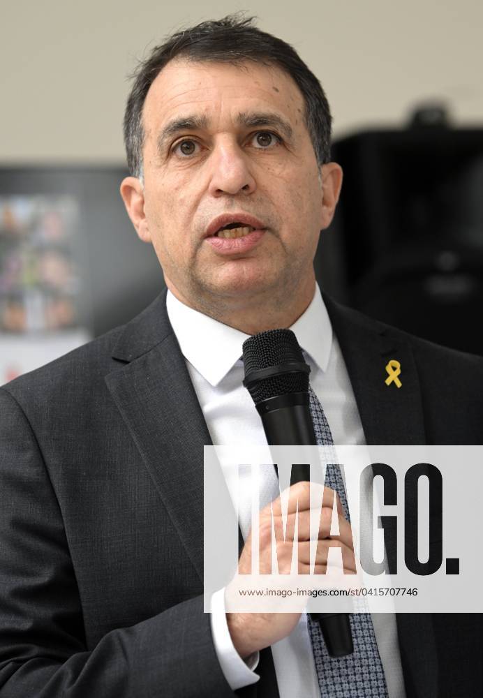 PC by a delegation of families of Israeli hostages BRUSSELS, BELGIUM - FEBRUARY 20 : PC by a delegation of families of Israeli hostages, in the presence of Haim Regev, Israeli Ambassador to the European Union and NATO on February 20, 2024 in Brussels, Belgium, 20 02 2024 Brussels Belgium