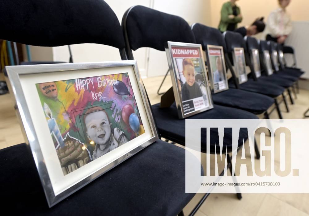 PC by a delegation of families of Israeli hostages BRUSSELS, BELGIUM - FEBRUARY 20 : PC by a delegation of families of Israeli hostages, in the presence of Haim Regev, Israeli Ambassador to the European Union and NATO on February 20, 2024 in Brussels, Belgium, 20 02 2024 Brussels Belgium