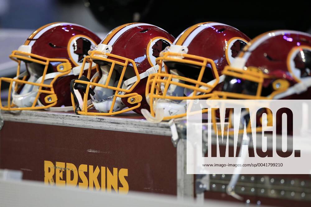ATLANTA, GA - AUGUST 22: Redskin helmets on the bench prior to the preseason NFL, American Football Herren, USA game between the Atlanta Falcons and the Washington Redskins on August 20, 2019 at the Mercedes-Benz Stadium in Atlanta, GA. (Photo by David John Griffin Icon Sportswire) NFL: AUG 22 Preseason - Redskins at Falcons Icon9531908220189