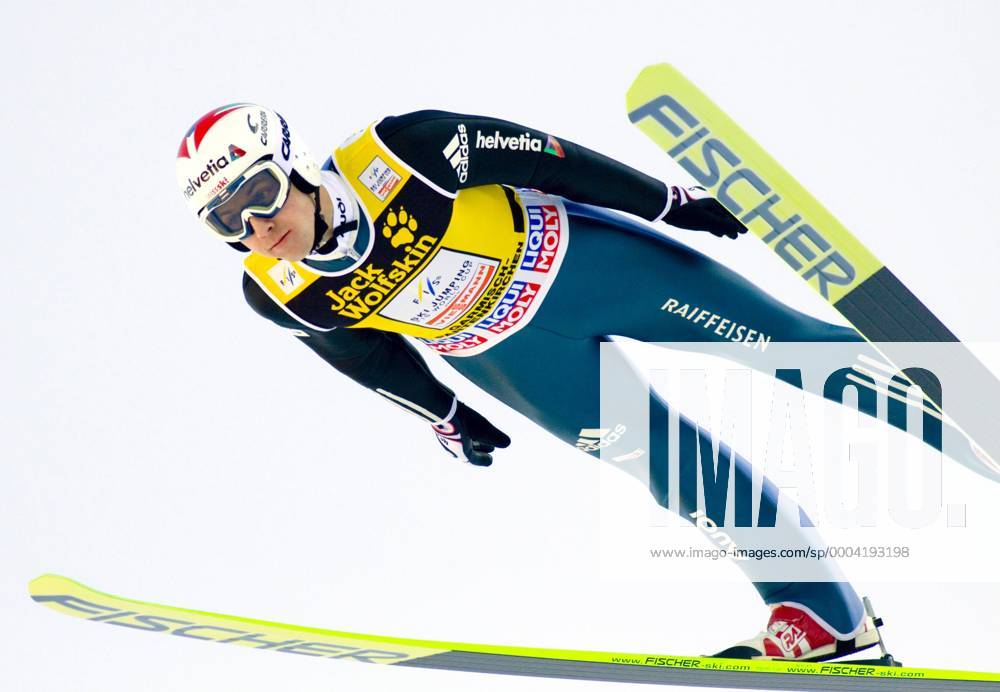 Simon Ammann (Schweiz) Skispringen Herren Vierschanzentournee 2008 2009, Vierschanzen Tournee, Schanzentournee, Ski Nordisch, Nordischer Einzelbild Garmisch Partenkirchen