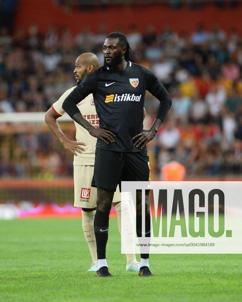 Emmanuel Adebayor of Kayserispor during the 2019-2020 Turkish Super League football match between Kayserispor and Galatasaray at uyuksehir Belediye Kadir Has Stadium in Kayseri , Turkey on August 30 , 2019.