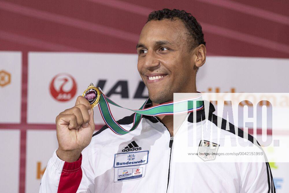 Jonathan Horne (Germany) gold medalist of the Male Kumite s 84+ kg category, poses for the cameras during the award ceremony for the Karate1 Premier League Tokyo 2019. The Karate1 Premier League is held from September 6 to 8 at the Nippon Budokan. The Karate will make its debut appearance at the Tokyo 2020 Summer Olympic Games, Olympische Spiele, Olympia, OS Karate1 Premier League - Tokyo 2019 - ZUMAm191 20190908_zap_m191_061