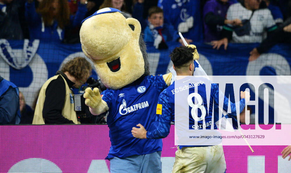 KW40 Fussball, Bundesliga, Deutschland, Herren, Saison 2019 2020, 7. Spieltag, VELTINS Arena Gelsenkirchen: FC Schalke 04, S04 (blau) - 1. FC Köln (rot); Jubel Suat Serdar (S04) nach seinem Tor zum 1:0. Jubel, Freude, Aktion. DFL REGULATIONS PROHIBIT ANY USE OF PHOTOGRAPHS AS IMAGE SEQUENCES AND OR QUASI-VIDEO.