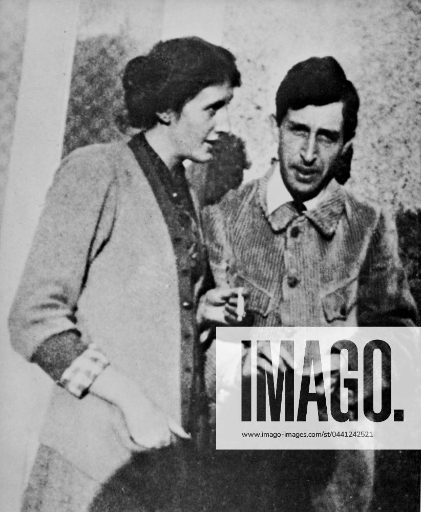 VIRGINIA WOOLF (1882-1941). English writer. With her husband, Leonard. Photograph, 1914.