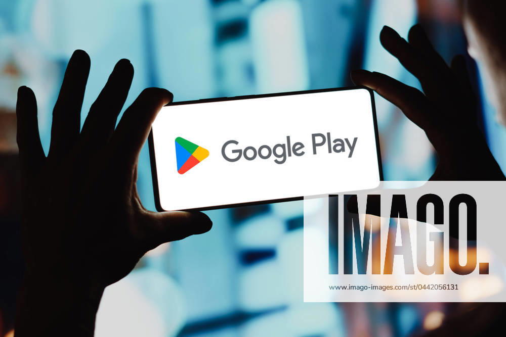 Brazil. In this photo illustration, the Google Play logo is displayed on a smartphone screen. December December 4, 2023, Brazil. In this photo illustration, the Google Play logo is displayed on a smartphone screen. December 4, 2023, Brazil. In this photo illustration, the Google Play logo is displayed on a smartphone screen LicenseRM 21068070