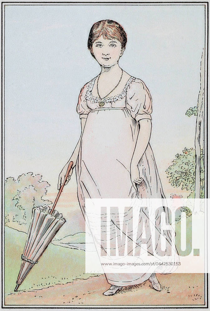 JANE AUSTEN (1775-1817). English novelist. At age fifteen. Illustration after a painting by Johann Zoffany, published in The Novels and Letters of Jane Austen: Sense and Sensibility, Part I, 1906.