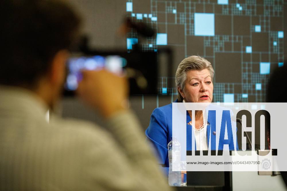 EU Commissioner for Home Affairs Ylva Johansson pictured during an hybrid press conference of Europol to present a report on the most threatening criminal networks in the European Union, in Brussels, Thursday 04 April 2024. HATIMxKAGHAT 90366016